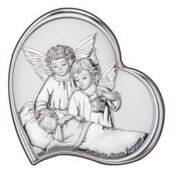Obrazek srebrny Aniołki z latarenką nad dzieckiem Dono DS23