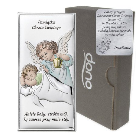 Obrazek srebrny Aniołek Pamiątka Chrztu Świętego DS01C